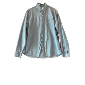 GAP Chambray Button Down Shirt Women L 100% Cotton Long Sleeve Blue Relaxed Fit